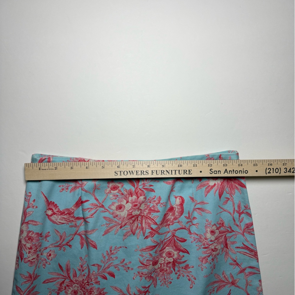 Harold's Aqua Pencil Skirt with Pink Floral & Bird Print - Picture 3 of 6